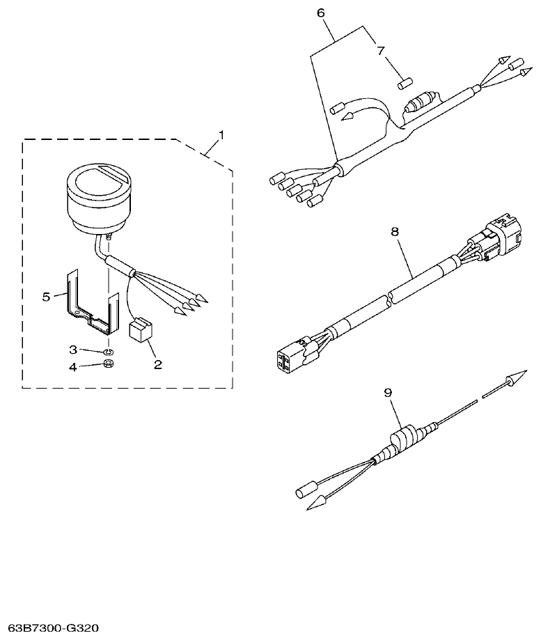 Yamaha 40VMHO, 40VEO, 40YETO METER parts diagram
